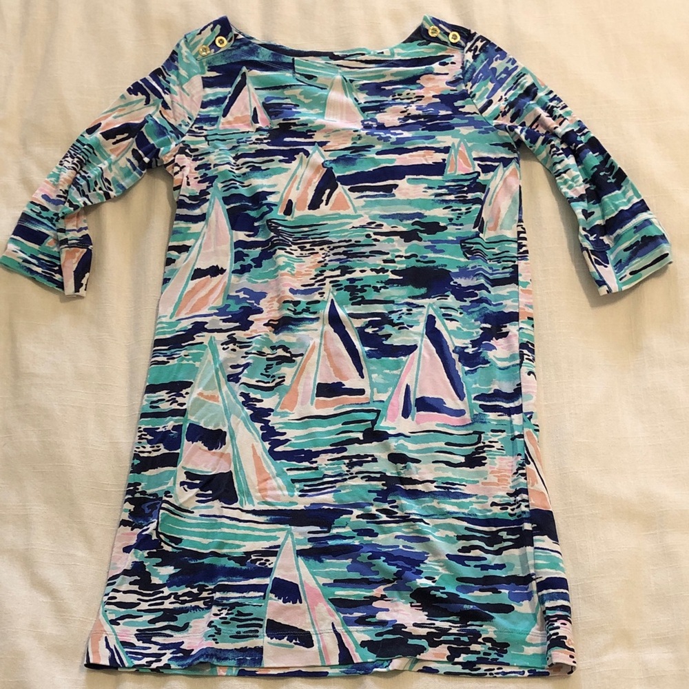 Colorful Sailboat Print Kids Dress